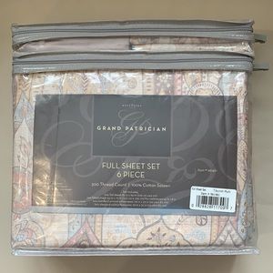 Full Size 6 Piece 300 Thread Count 100% Cotton Sateen Sheet Set